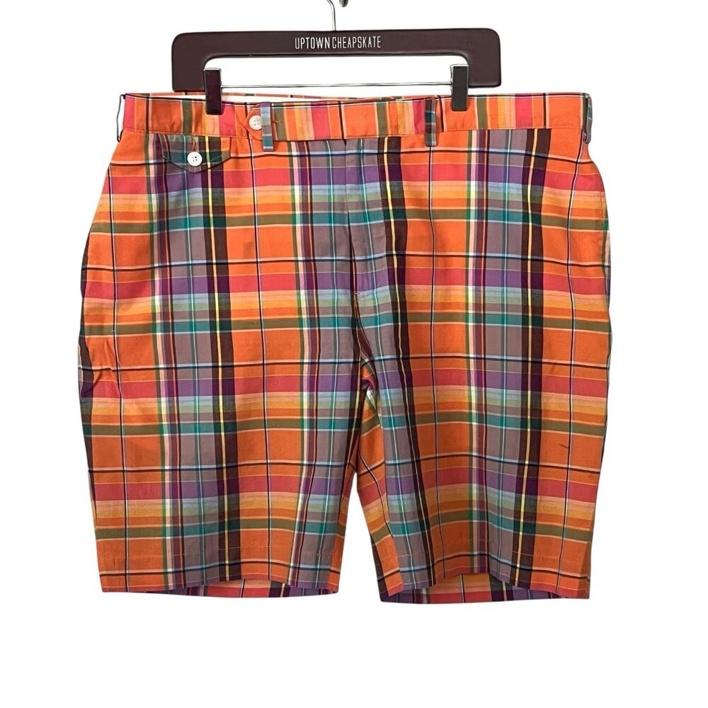 Polo Ralph Lauren India Madras Shorts Men’s Size 36 100% Cotton Orange Plaid